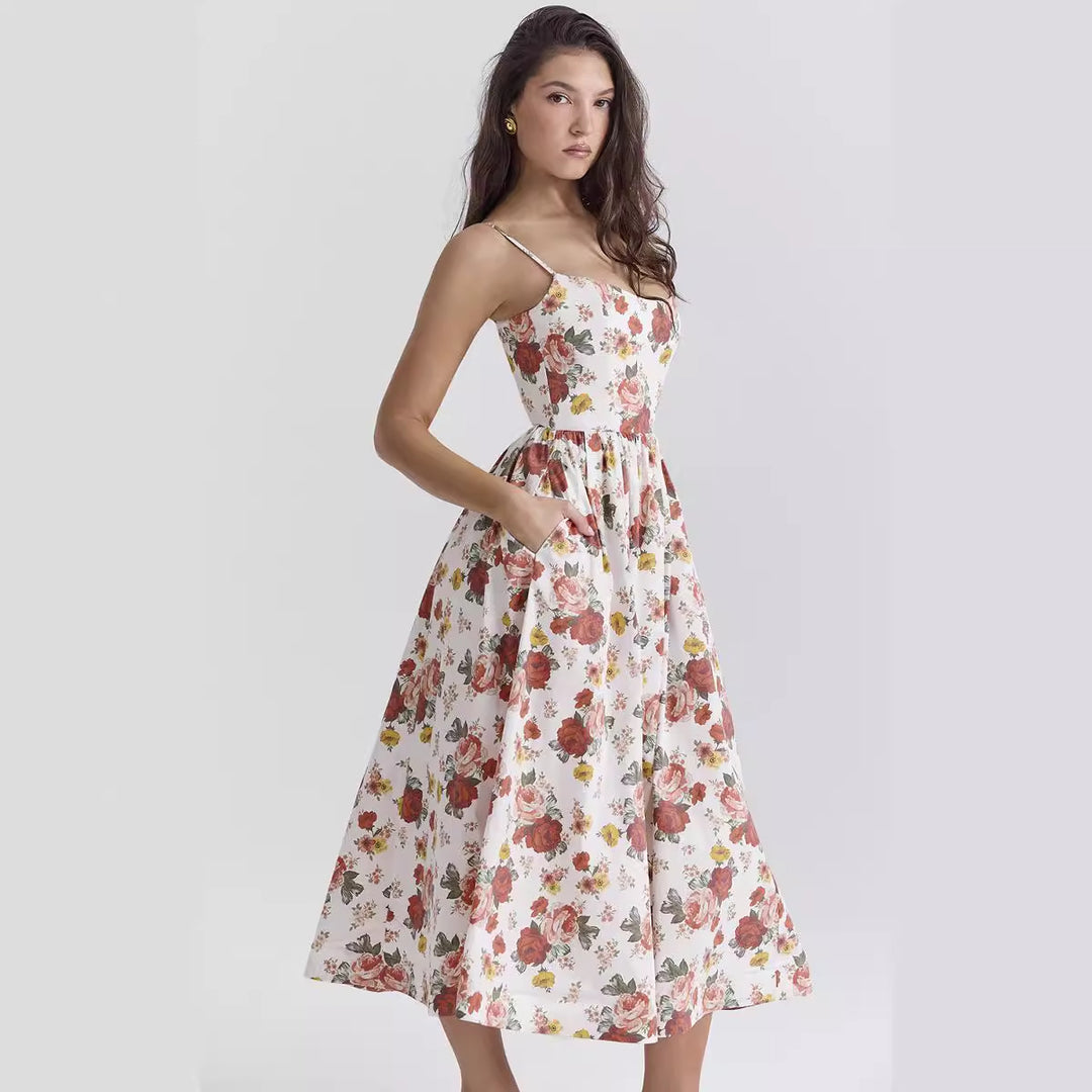 Robes maxi pour femmes avec motif floral et silhouette élégante et fluide Levoire