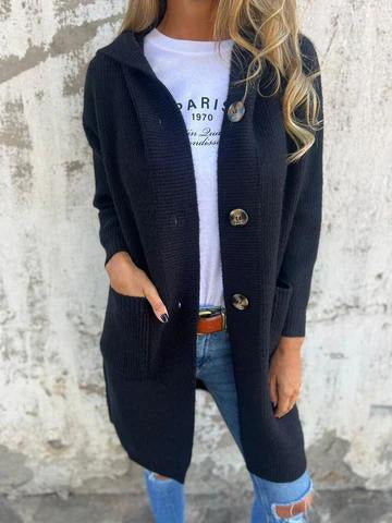 Manteau tricoté pour femme avec poches pratiques et design de bouton élégant Levoire