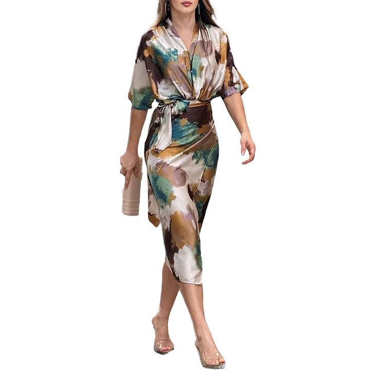 Robe portefeuille pour femmes avec élégante manche kimono et ceinture à la taille Levoire