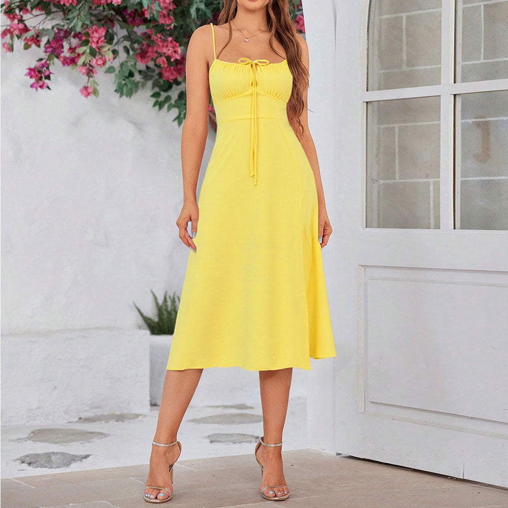 Robe maxi femme avec bretelles spaghetti réglables et cordon de taille raffiné Levoire