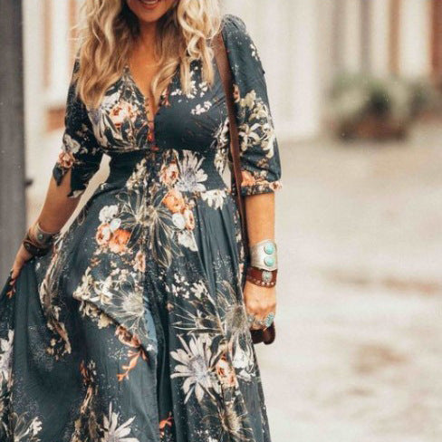 Levoire | Design attrayant avec imprimé en V sexy robe