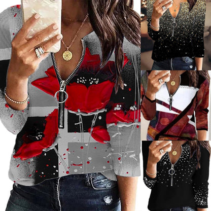 Levoire | Rennokas imprimé à manches longues T-shirt zippé