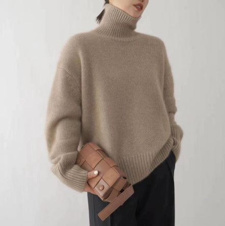 Pull à col roulé confortable pour femme en fine laine Levoire