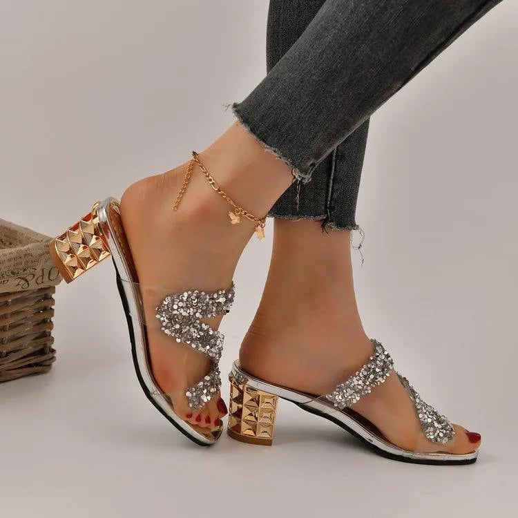 Levoire | Sandales avec talons et paillettes Argent