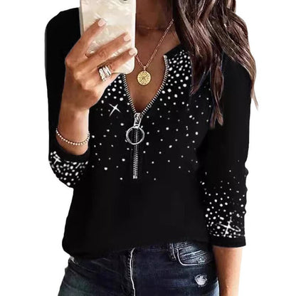 Levoire | Rennokas imprimé à manches longues T-shirt zippé