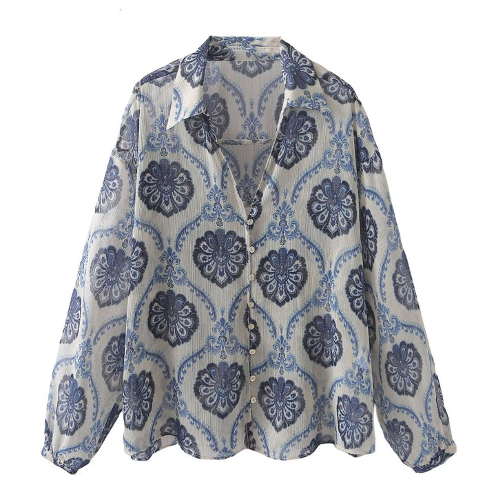 Levoire | Metallic-Shirt Metallic-yarn Imprimé T-shirt Décontracté