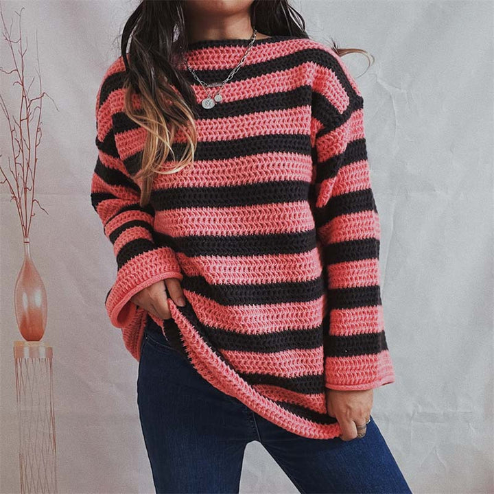 Levoire | En Tricot Rayé Décontracté Rose