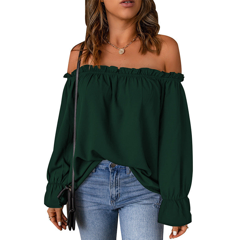 Blouse Femme Bardot avec Manches à Volants et Ourlet Décoratif Levoire