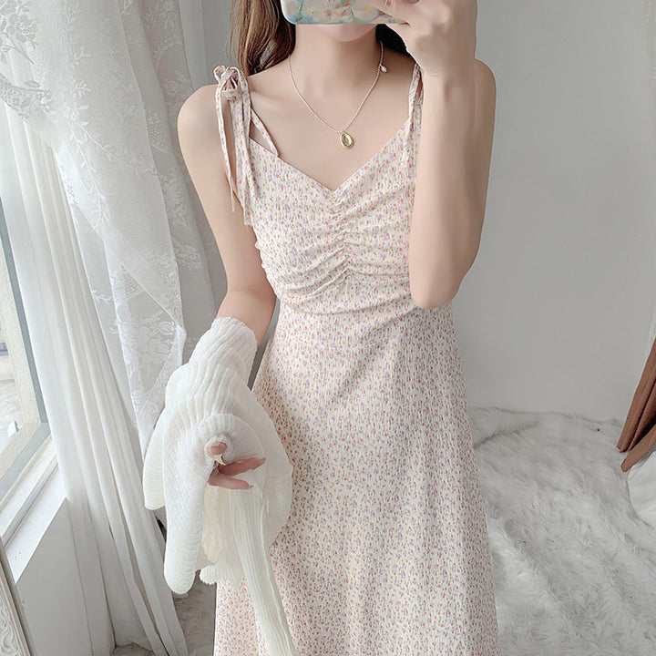 Robe d'été pour femmes avec des bretelles tressées et des détails en volants Levoire