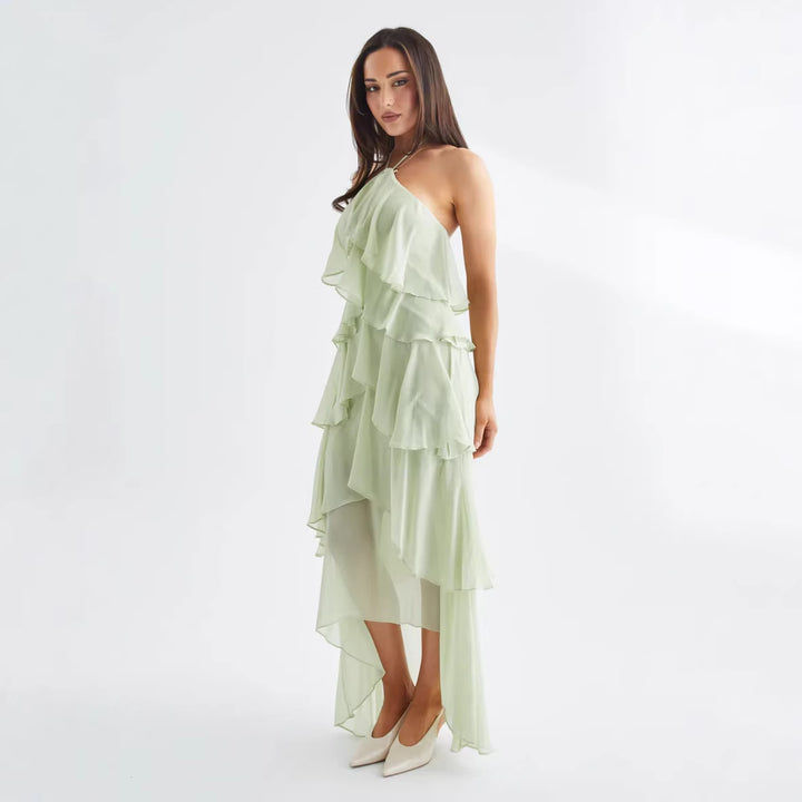 Robe maxi élégante pour femme avec détails de volants fluides Levoire