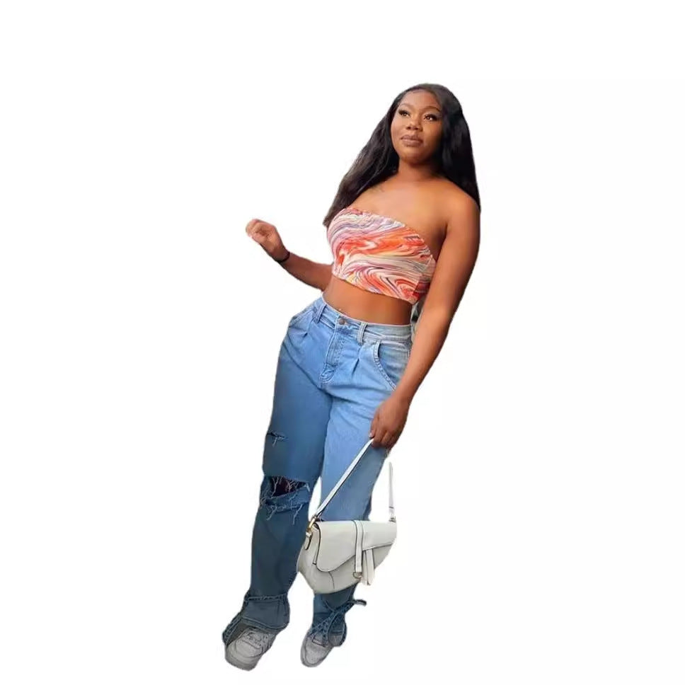 Jeans Mom Distressées pour Femmes Levoire