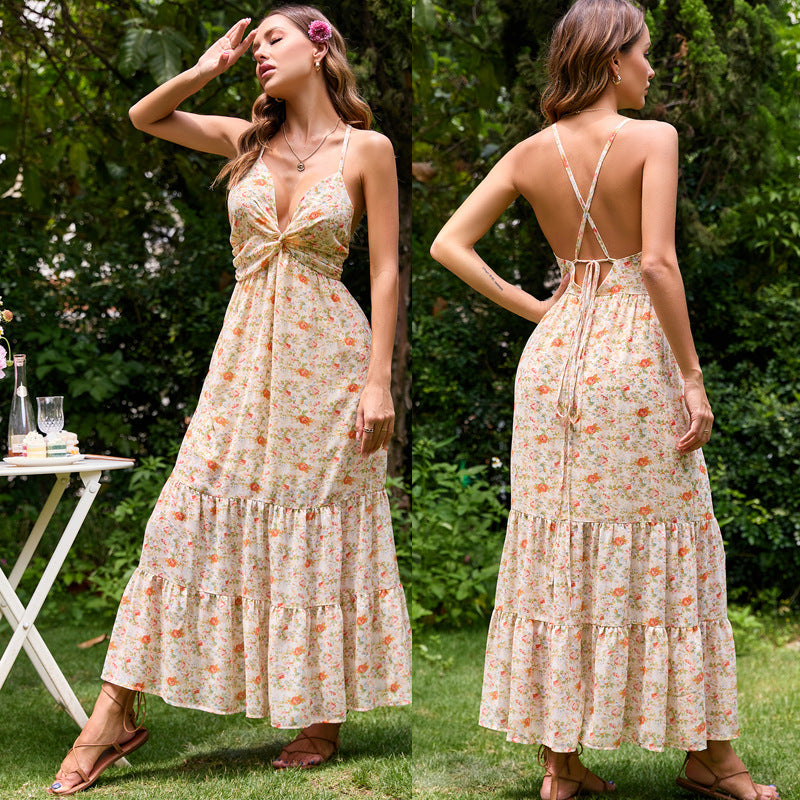 Robe Maxi pour femmes avec un décolleté en V séduisant et une jupe fluide Levoire