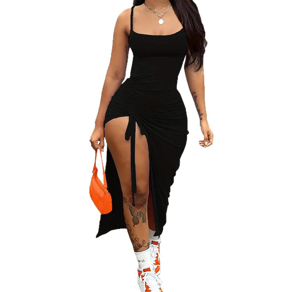 Robe maxi femme avec détail volants et fente haute Levoire