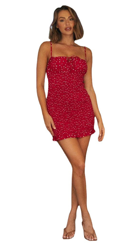 Robe d'été à bretelles avec volants pour femmes Levoire