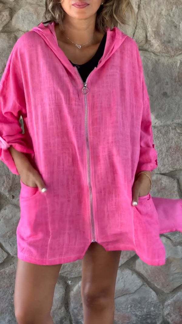 Veste de transition pour femme, loose, de haute qualité, avec capuche et poches pratiques Levoire