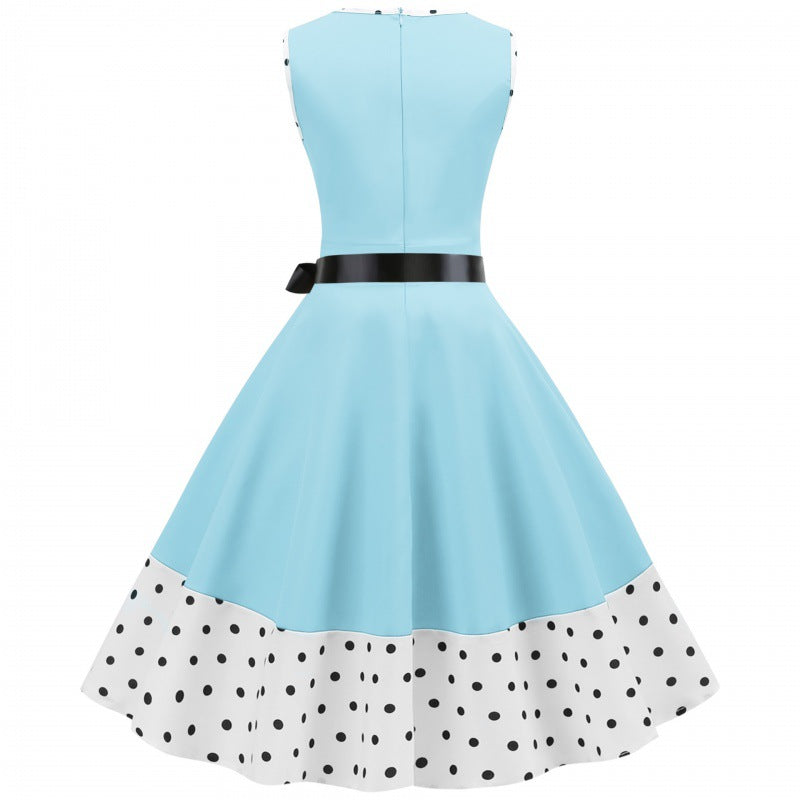 Robe swing pour femmes avec décolleté en V et ourlet à pois Levoire