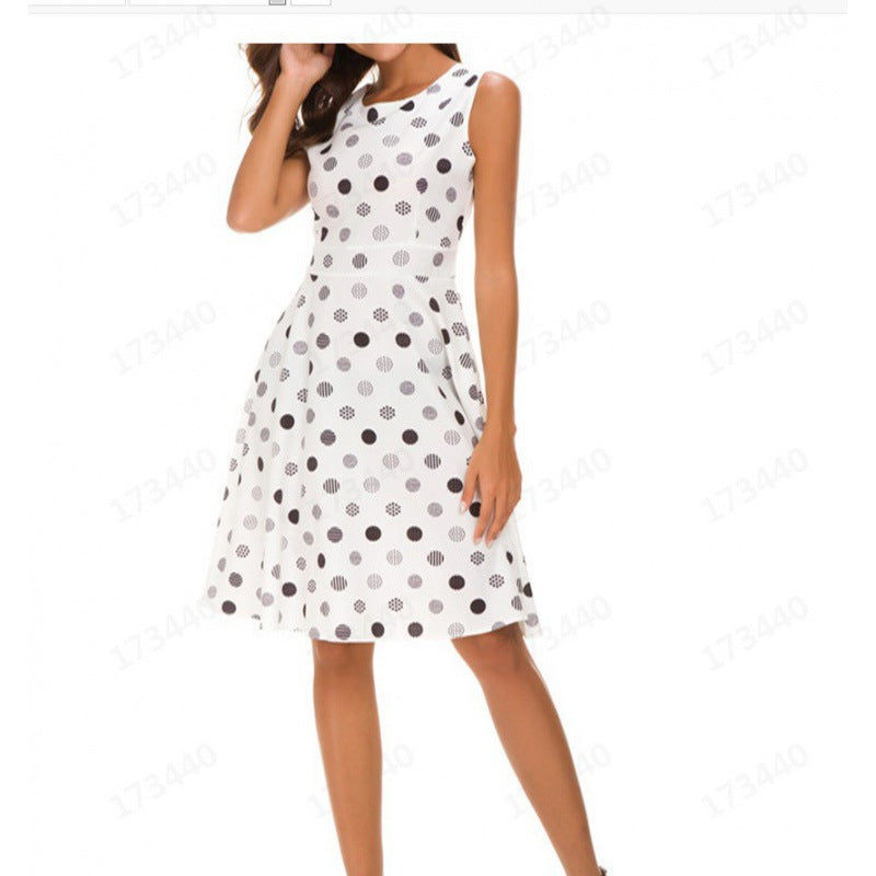 Robe midi pour femmes avec un motif à pois ludique et une jupe évasée Levoire