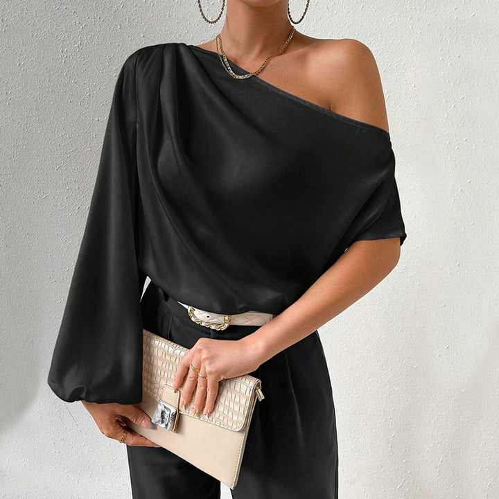 Top asymétrique pour femmes avec des manches bouffantes élégantes Levoire