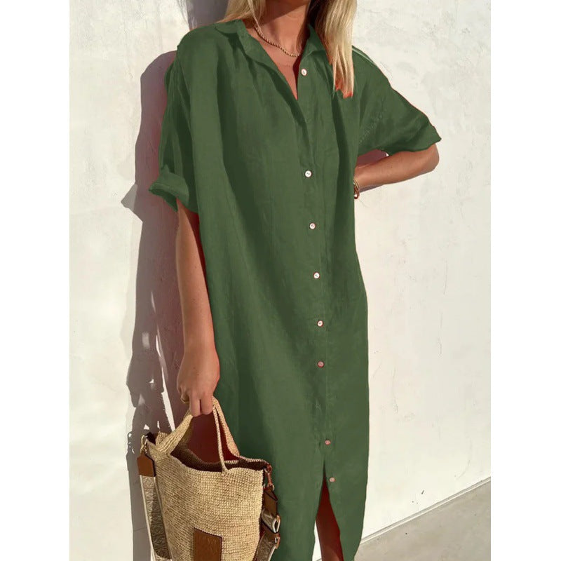 Levoire | Robe de poche Coton-lin Longue robe de poche Vert