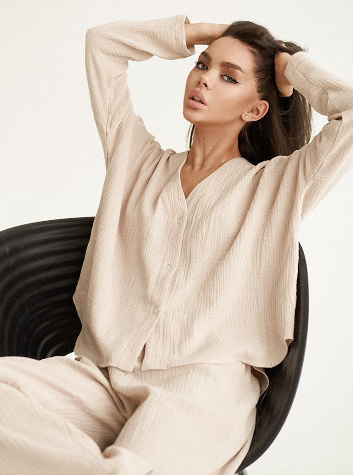 Levoire | Set De Pantalons Décontractés À Manches Longues En V