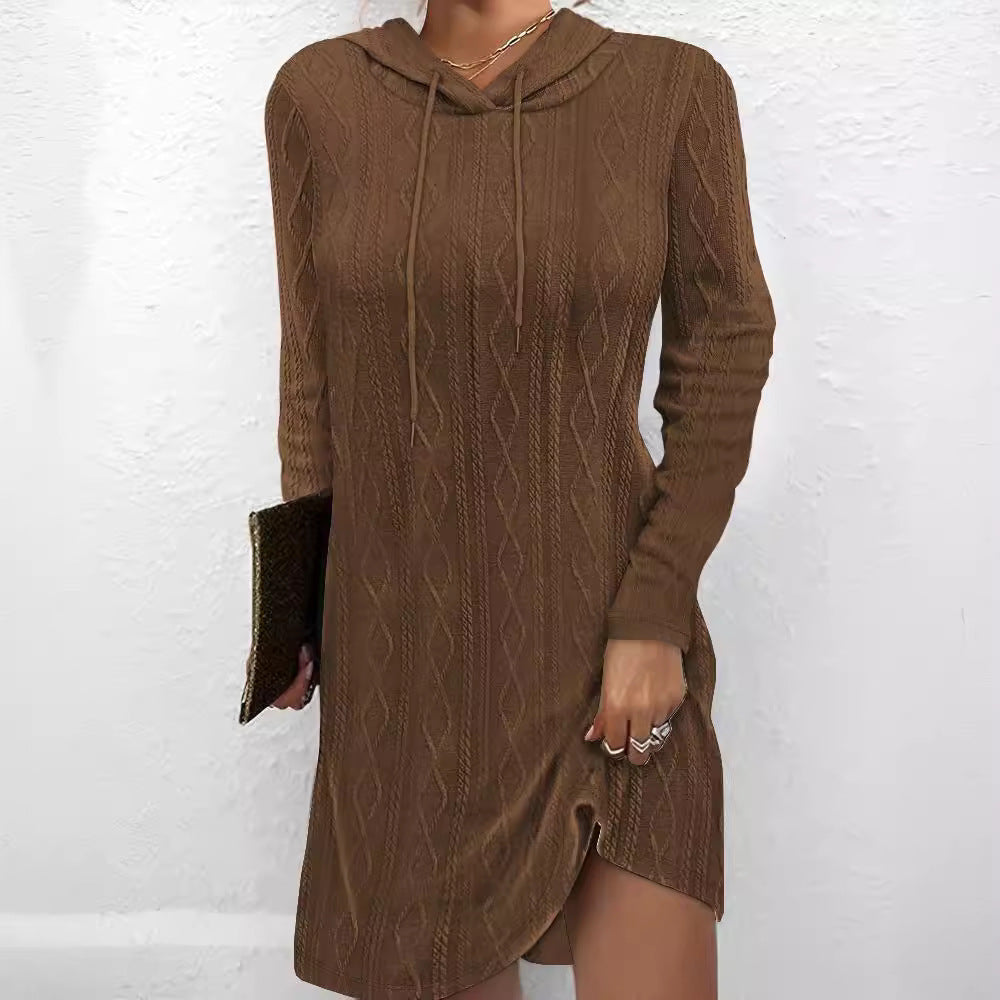 Robe hoodie femme avec motif en tricot texturé et fente latérale Levoire