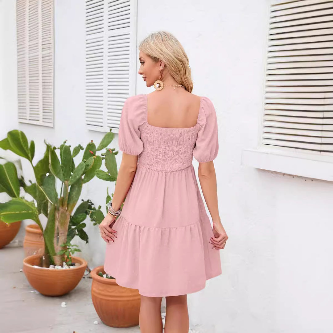 Robe chemise aérienne pour femme avec manches ballon et ourlet en volants Levoire
