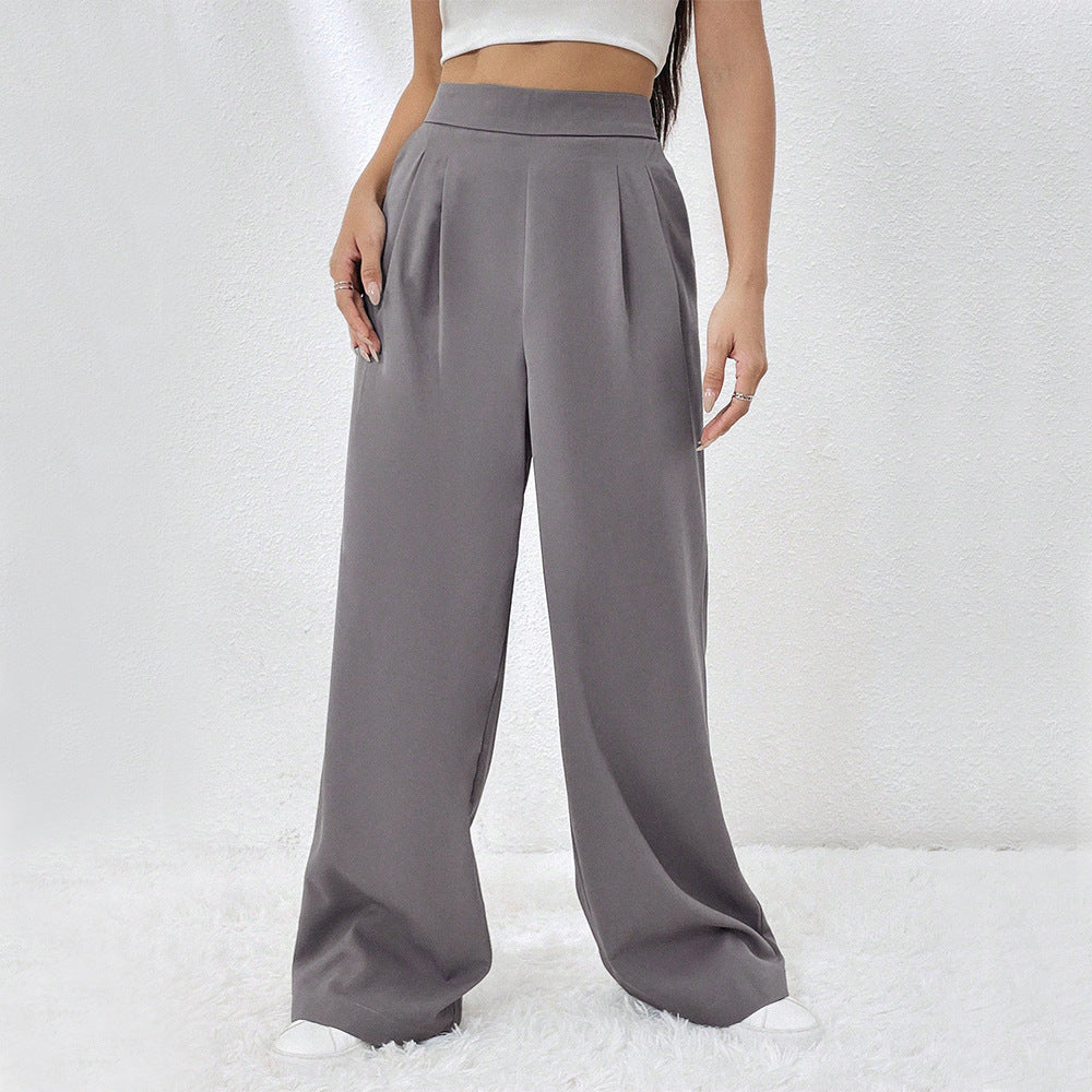 Pantalons larges élégants pour femmes avec taille haute et plis Levoire