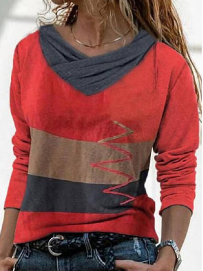 Levoire | Modern printed V-neck long-sleeve shirt Rot