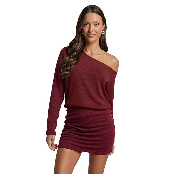 Robe décontractée pour femme à épaule unique avec texture côtelée Levoire