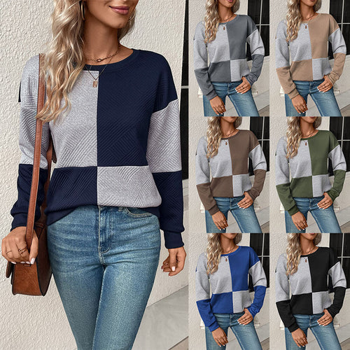 Sweat-shirt féminin à la mode avec design à rayures bloc et col rond Levoire