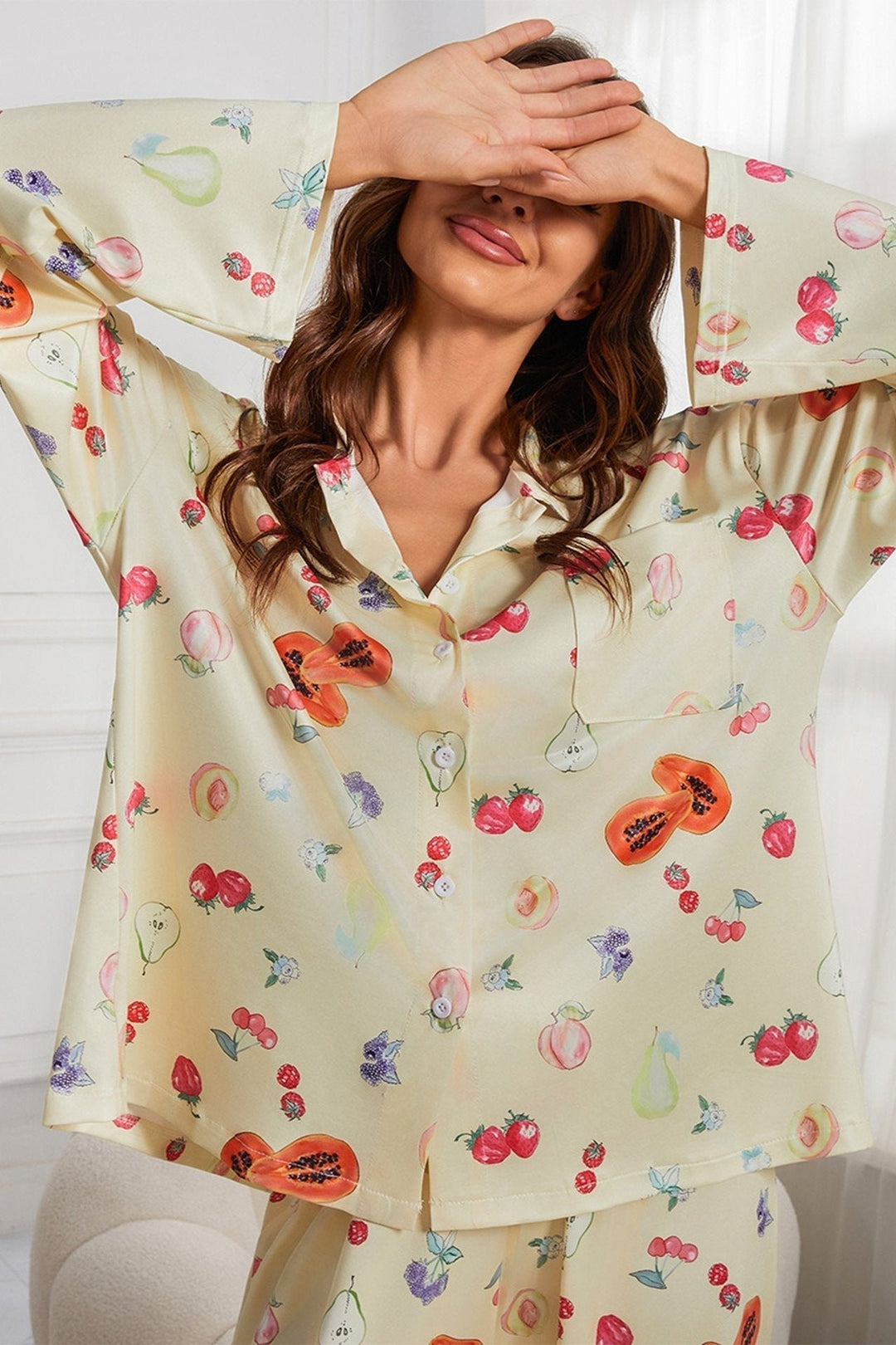 Levoire | Chemise À Manches Longues Pantalon Large Ensemble De Pyjama