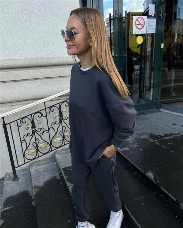 Levoire | Ensemble de Pantalon Élastique à la Mode en Deux Pièces Gris