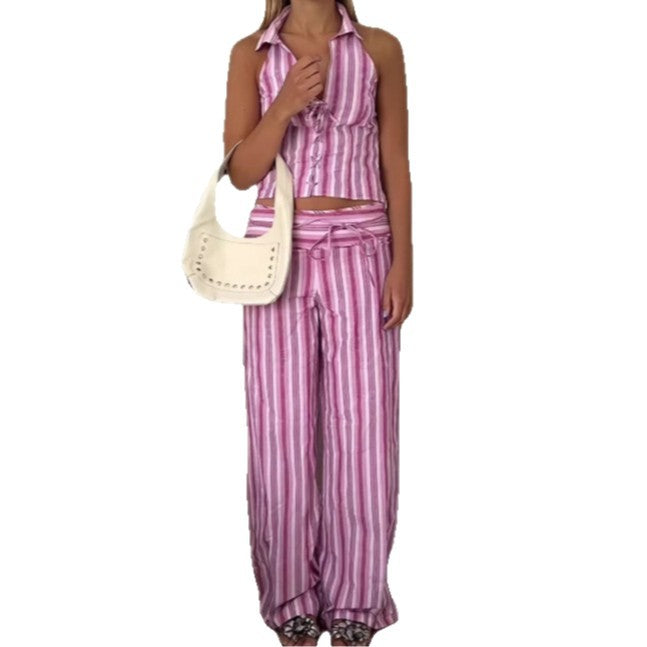 Ensemble décontracté femme deux pièces avec pantalon long et top ajustable Levoire