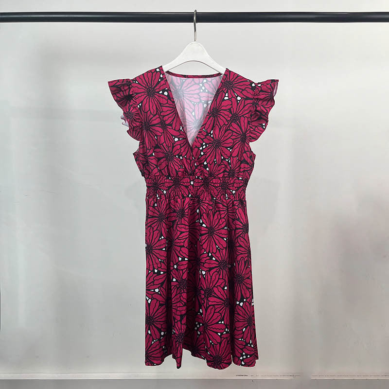 Robe Florale Élégante pour Femmes avec Ourlet Ample et Volants Levoire