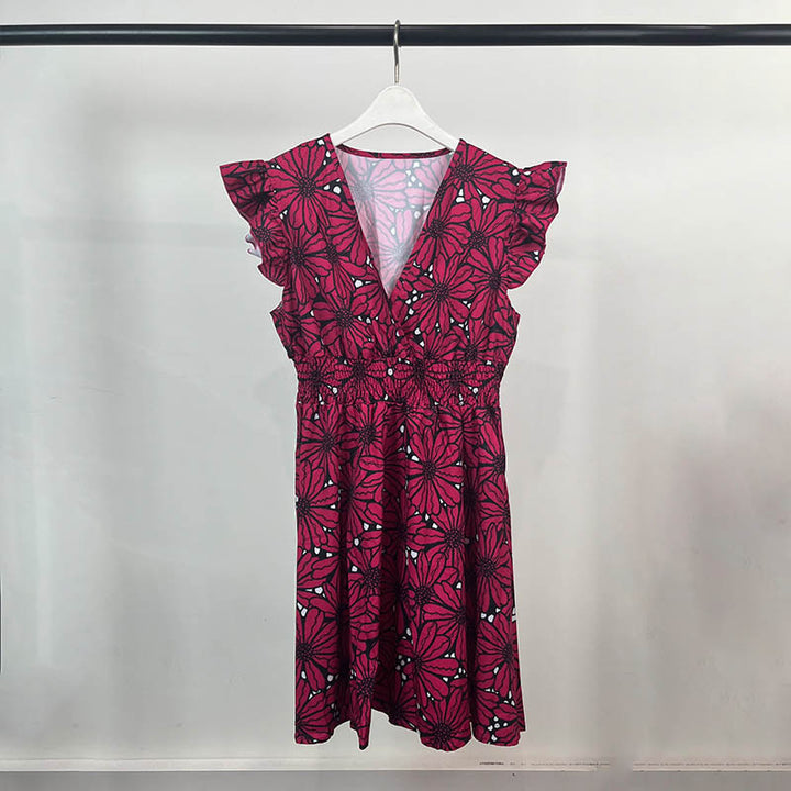 Robe Florale Élégante pour Femmes avec Ourlet Ample et Volants Levoire