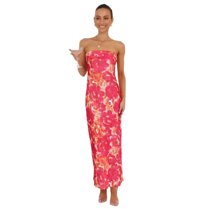 Robe maxi pour femme avec design hors des épaules et imprimé floral Levoire