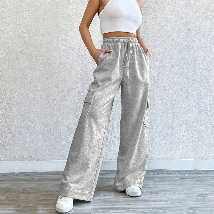 Pantalons cargo pour femmes avec jambes larges et taille élastique Levoire