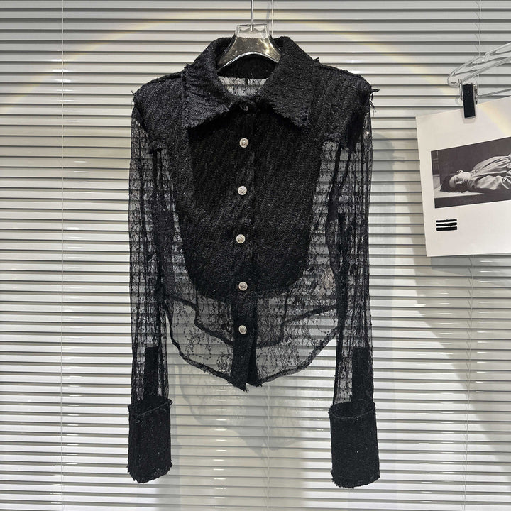 Levoire | Chemise Socialite Avec Détails En Dentelle Pour Une Tenue Élégante Noir L