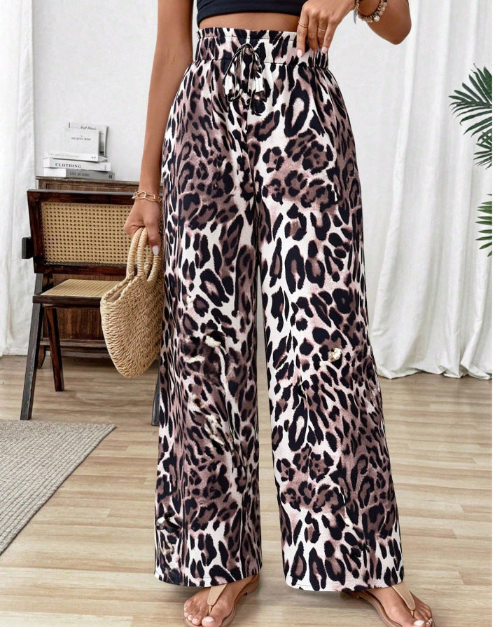 Pantalons palazzo larges pour femmes imprimé animal Levoire