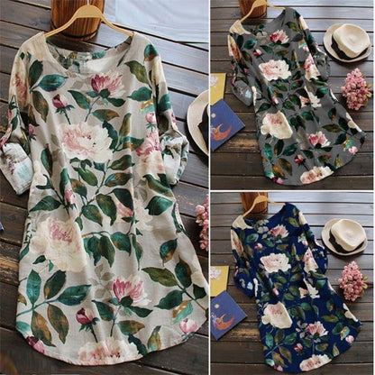 Levoire | Robe imprimée à col rond Imprimé Robe à manches longues