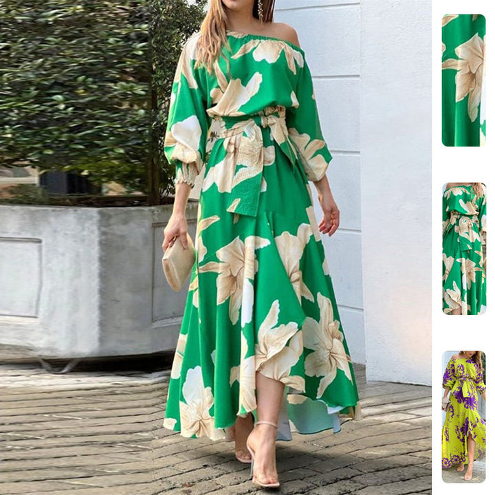 Robe maxi élégante pour femme avec design dénudé des épaules et détails volants Levoire
