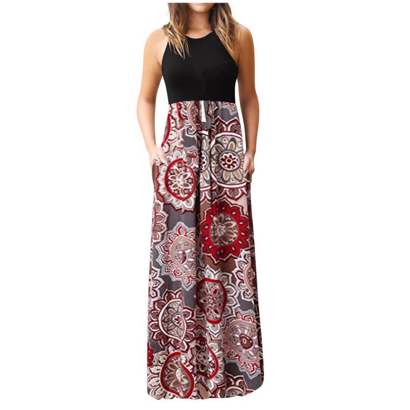 Robe maxi pour femmes avec motif floral et poches latérales pratiques Levoire