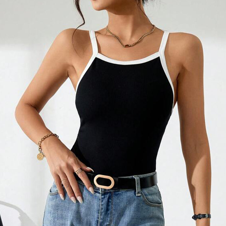 Body femme avec des bretelles spaghetti étroites et un élégant contraste Levoire