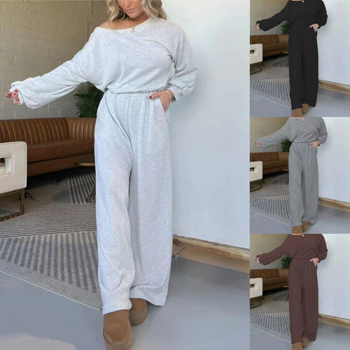 Femme Combinaison Confortable avec Jambes Amples et Décolleté Profond Levoire