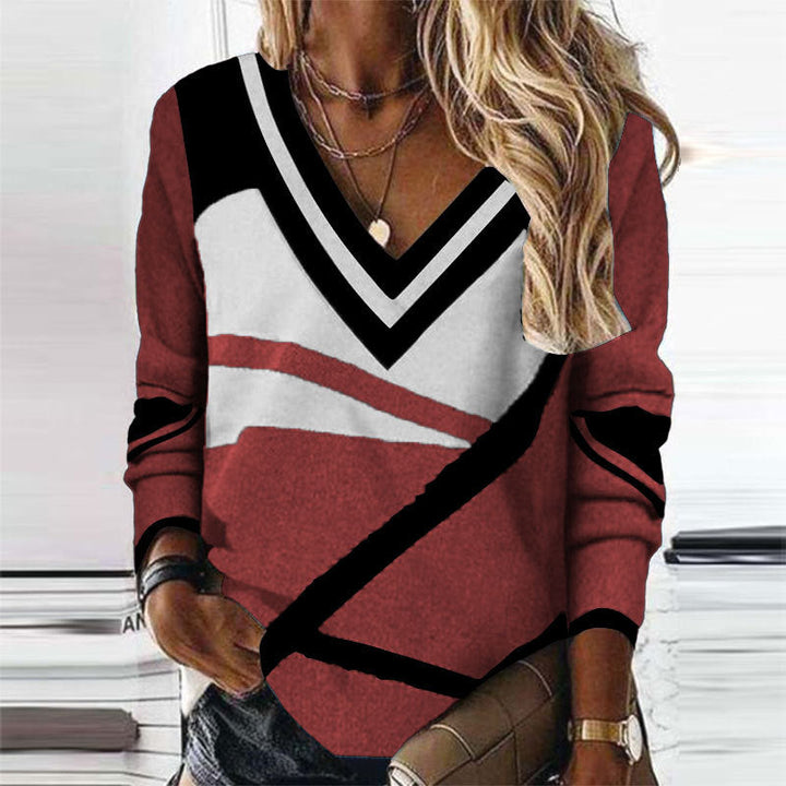 Levoire | Élégant T-shirt à col en V Druck
