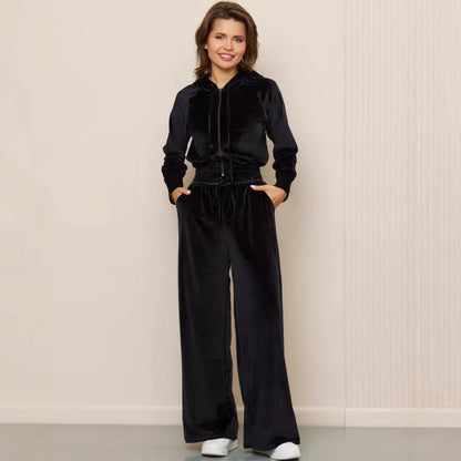 Levoire | Confortable Hopeafox-Velours-Hoodie-Couleur-Pantalon-Set