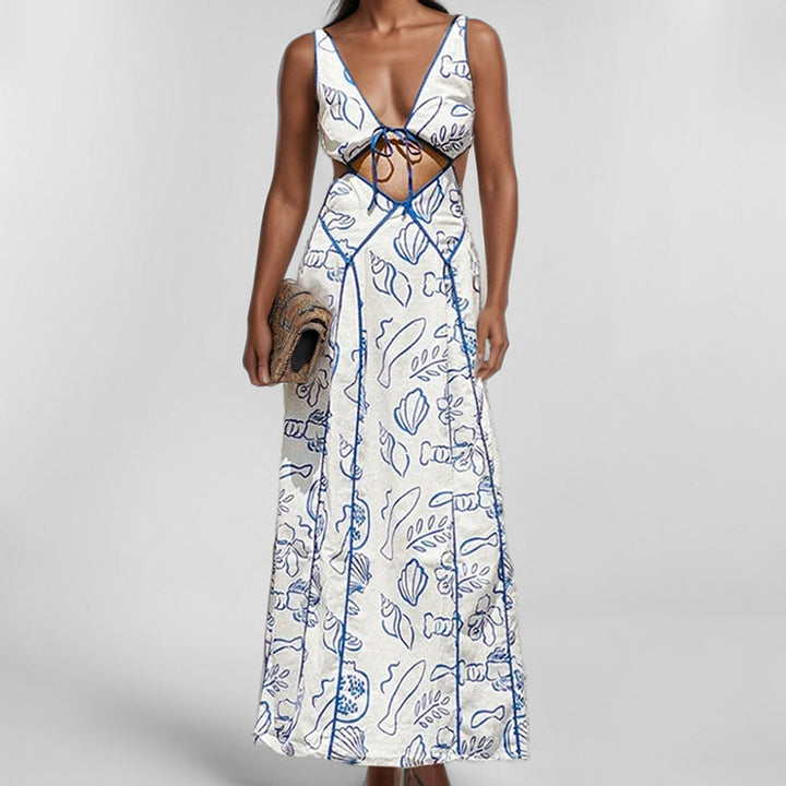 Robe maxi femme avec détail de dos tressé et motif floral Levoire