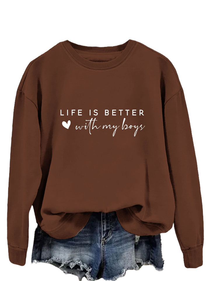 Pull femme confortable à col rond avec impression inspirante Levoire