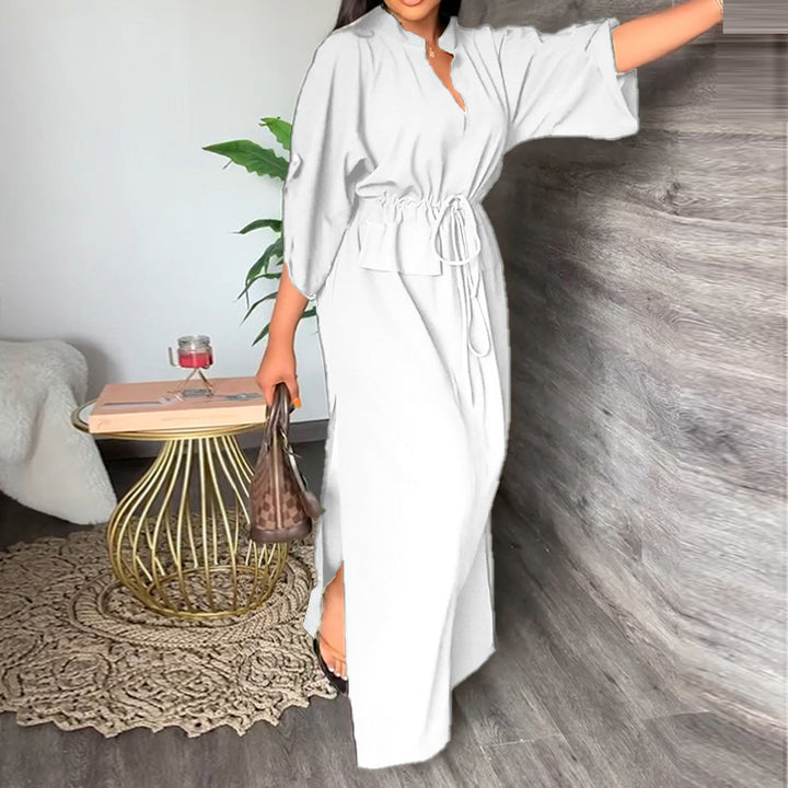 Robe maxi décontractée pour femmes avec ceinture et larges manches Levoire