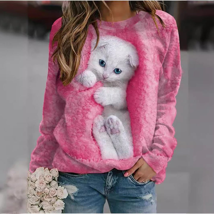 Sweatshirt pour femmes avec motif de chat mignon Levoire